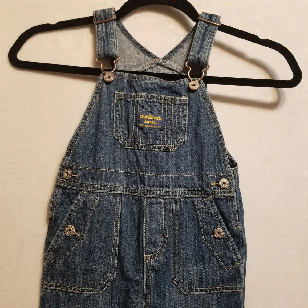 Oshkosh Bgosh 4T Overalls Vestbak 100% Cotton Denim Full Length Vtg 90s